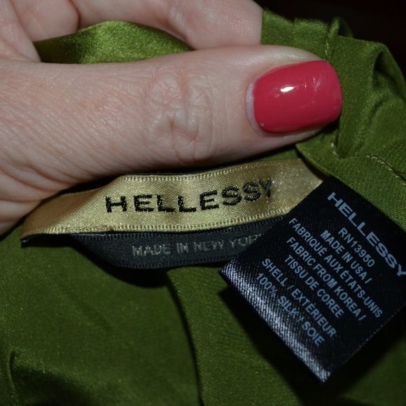 $920 Sz 2 Hellessy Green Calla Off Shoulder Silk Blouse - Picture 8 of 9